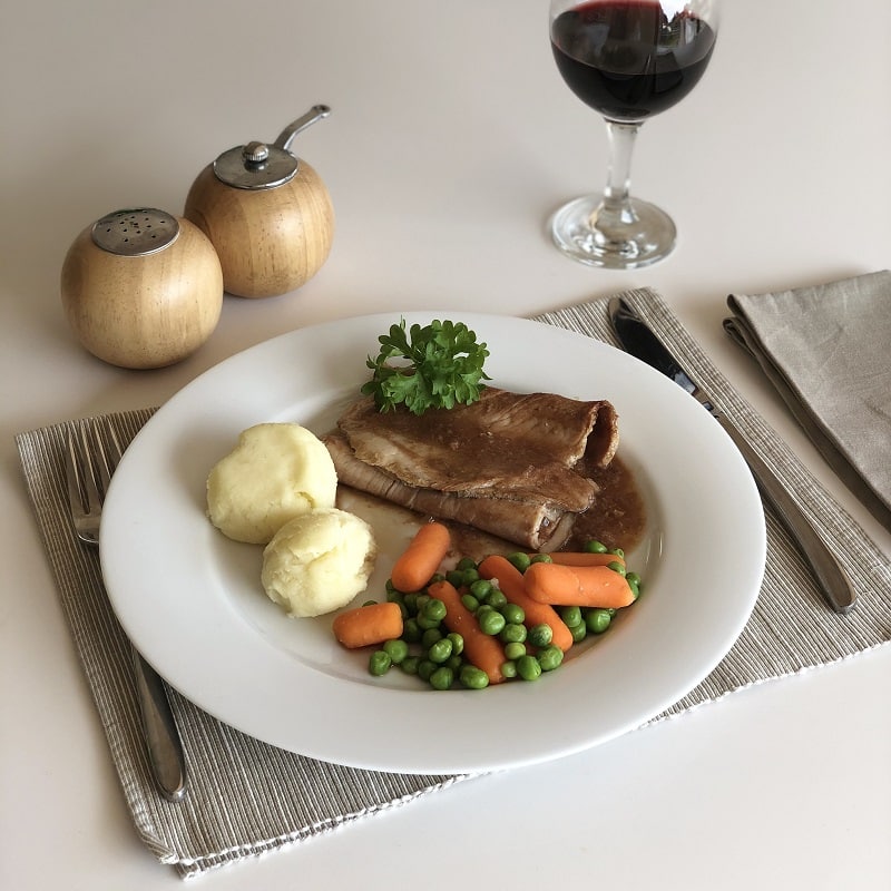 Roast Leg of Pork, Potatoes & Vegetables