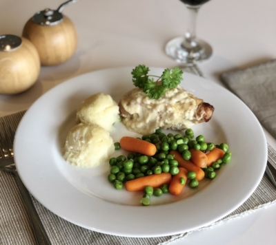 Chicken Olive, Potatoes & Vegetables